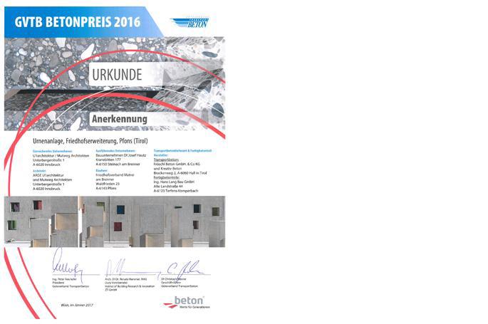 .Title Anerkennung GVT Betonpreis 2016
